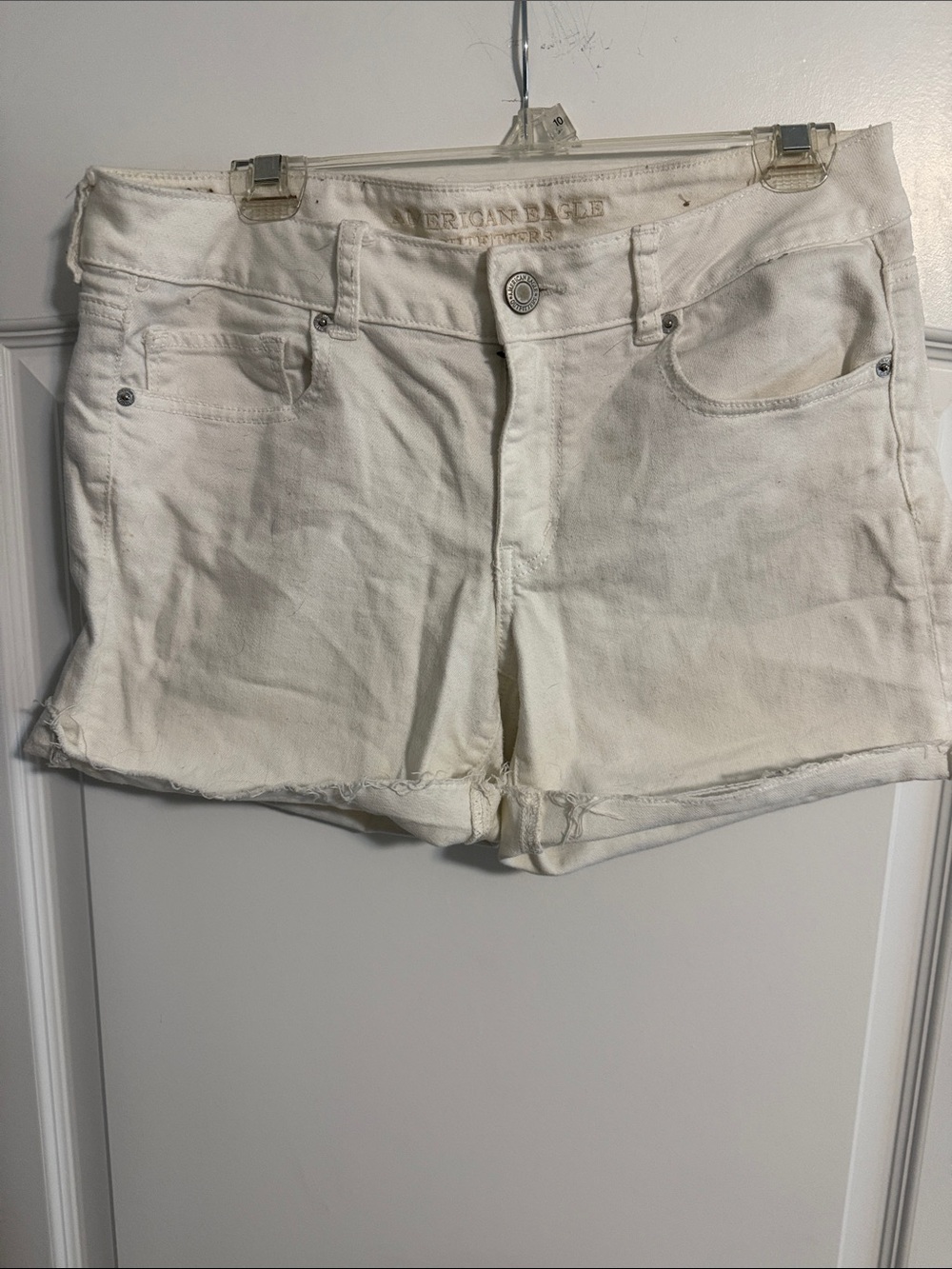 American Eagle Outfitters White Denim Cutoff Shorts - Raw Hem